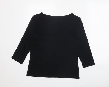 St Michael Womens Black Viscose Basic Blouse Size 12 Boat Neck