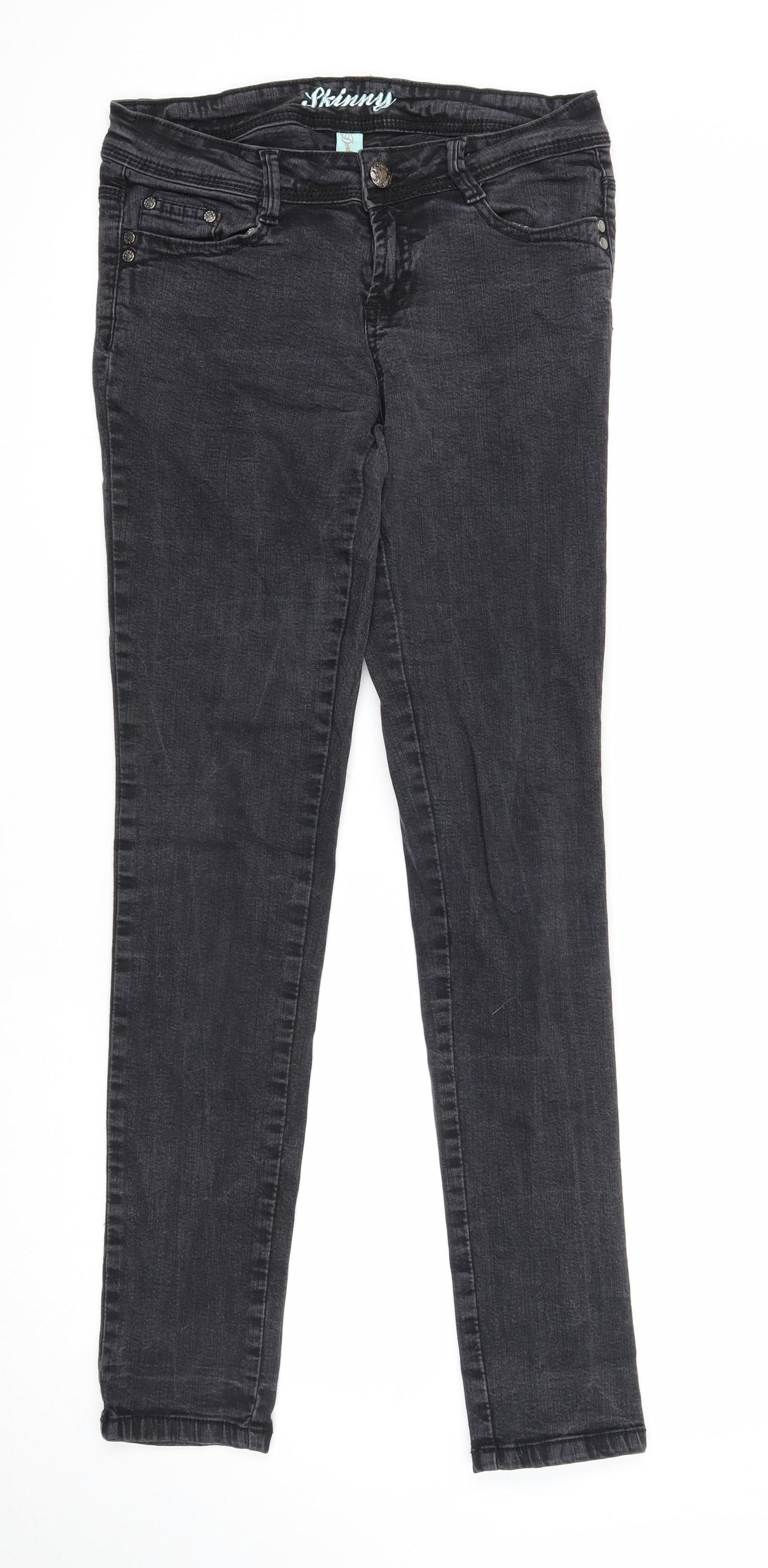 Denim & Co. Womens Black Cotton Skinny Jeans Size 10 Regular Zip