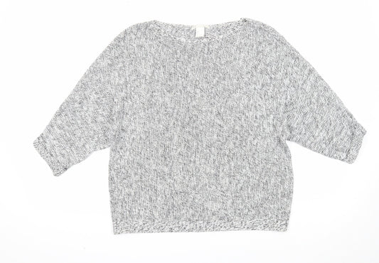H&M Womens White Boat Neck Acrylic Pullover Jumper Size S