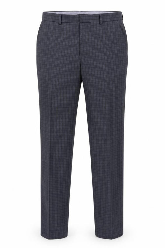 Preworn Mens Blue Plaid Polyester Dress Pants Trousers Size 34 in L33 in Regular Zip