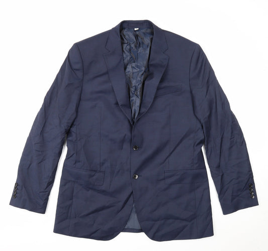 Marks and Spencer Mens Blue Wool Jacket Suit Jacket Size 42 Regular