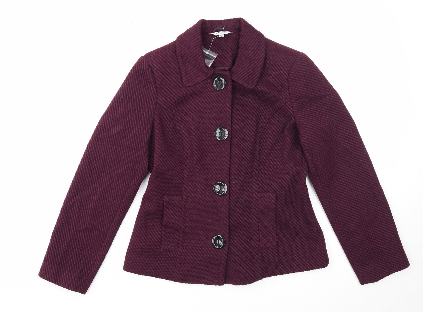 M&Co Womens Purple Jacket Blazer Size 12 Button