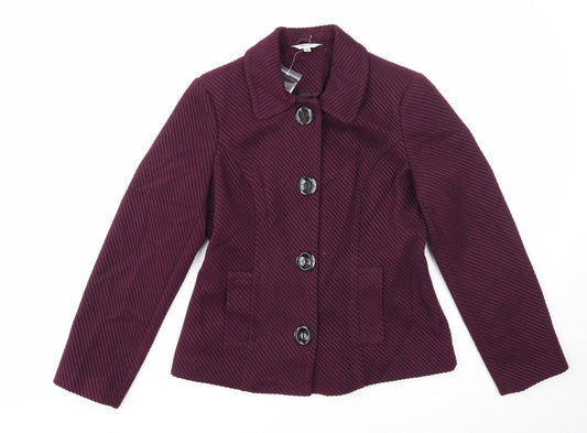 M&Co Womens Purple Jacket Blazer Size 12 Button