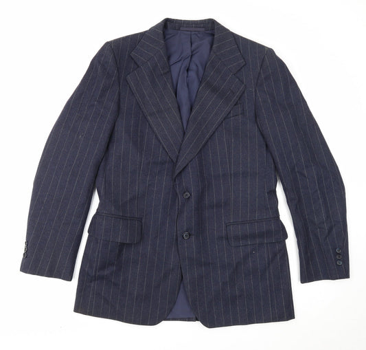C&A Mens Blue Striped Wool Jacket Suit Jacket Size 40 Regular