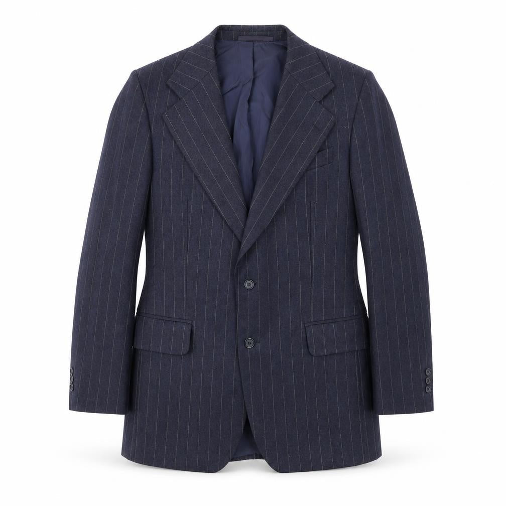 C&A Mens Blue Striped Wool Jacket Suit Jacket Size 40 Regular