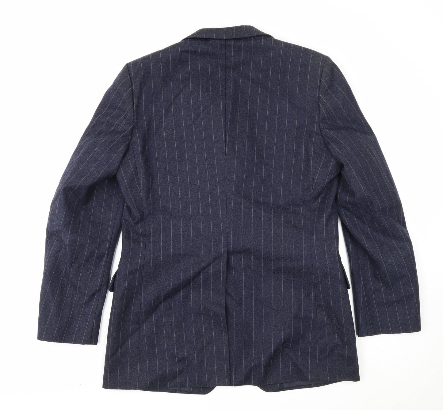 C&A Mens Blue Striped Wool Jacket Suit Jacket Size 40 Regular