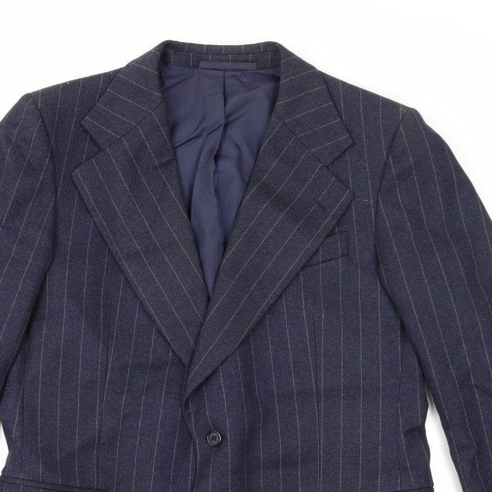 C&A Mens Blue Striped Wool Jacket Suit Jacket Size 40 Regular