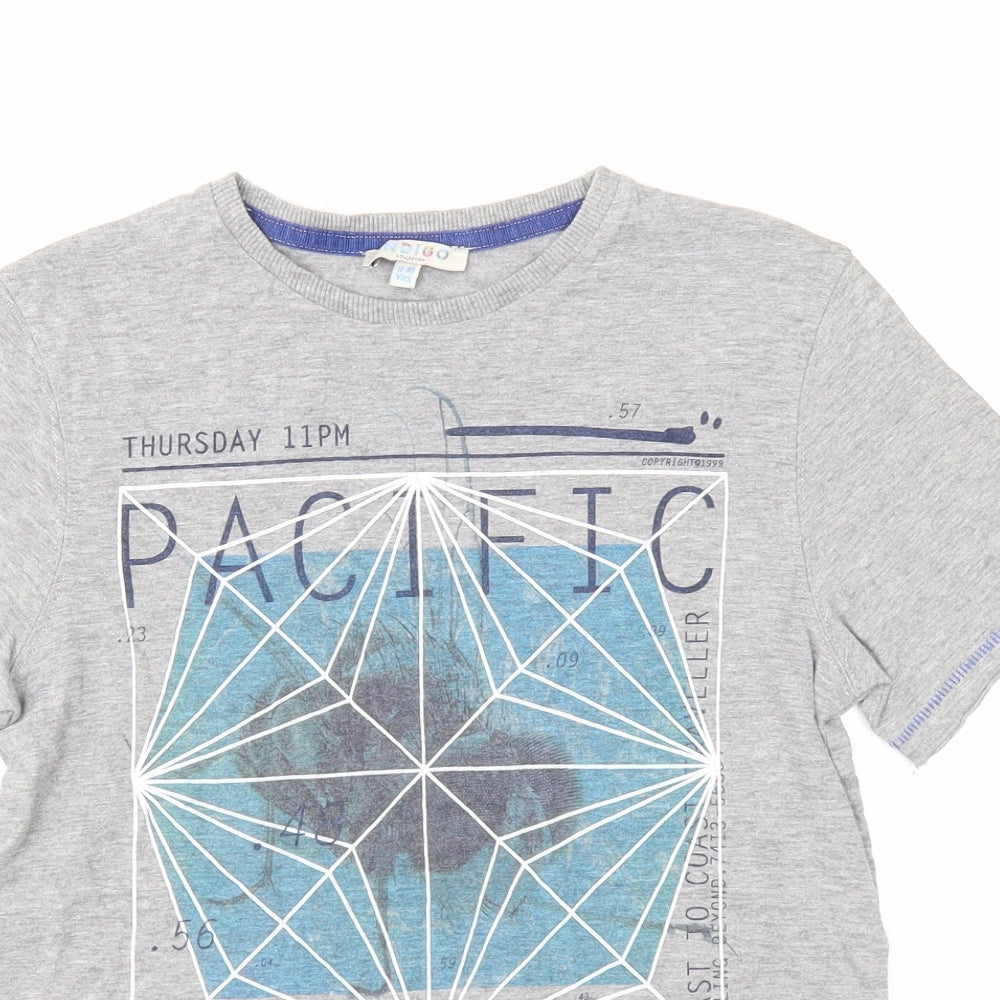 Indigo Boys Grey Polyester Basic T-Shirt Size 9-10 Years Round Neck Pullover