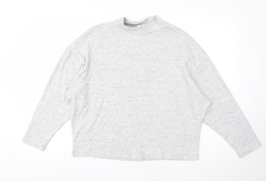 H&M Womens Grey Mock Neck Viscose Pullover Jumper Size S