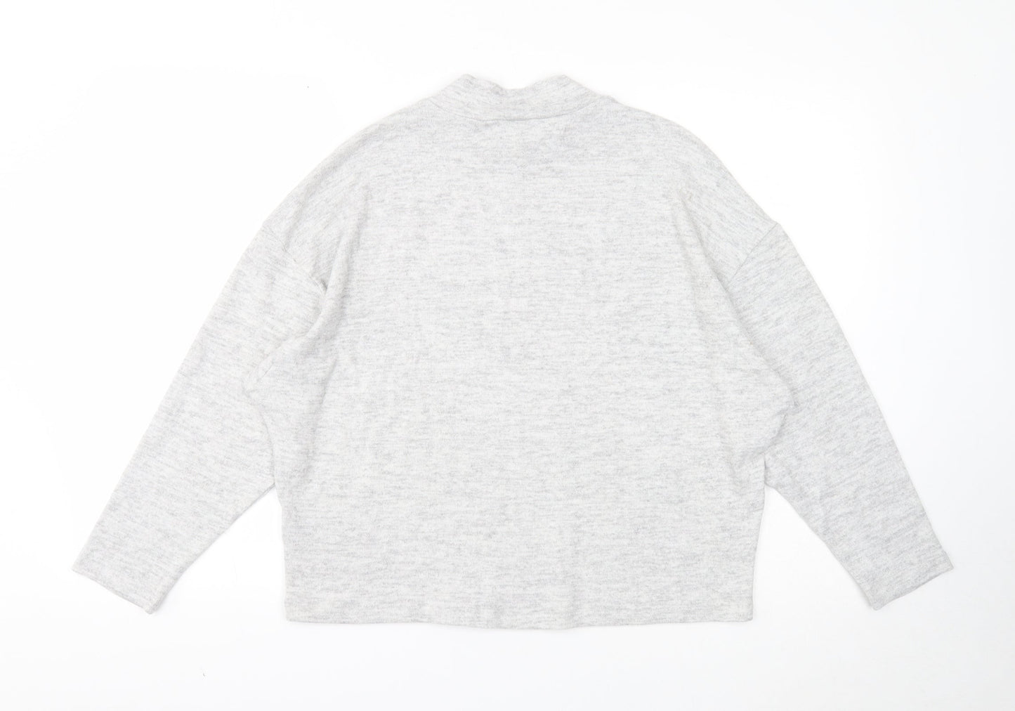 H&M Womens Grey Mock Neck Viscose Pullover Jumper Size S