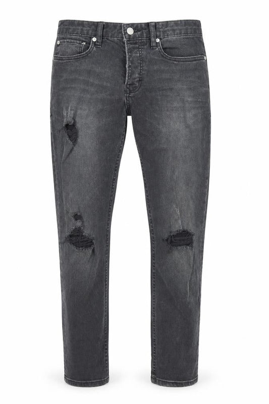 Topman Mens Black Cotton Straight Jeans Size 30 in L32 in Slim Button