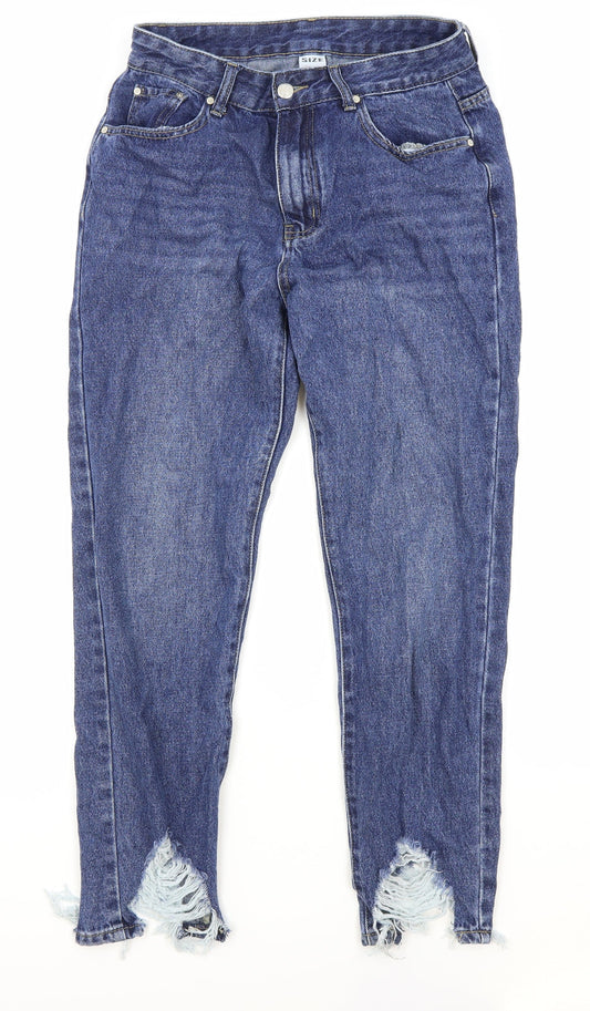 Preworn Womens Blue Cotton Straight Jeans Size L Regular Zip