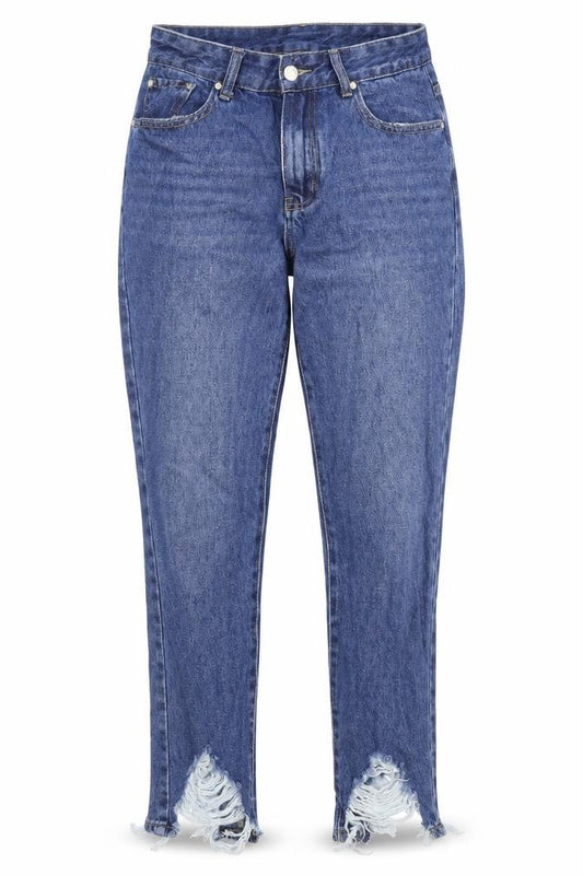 Womens Blue Cotton Straight Jeans Size L Regular Zip