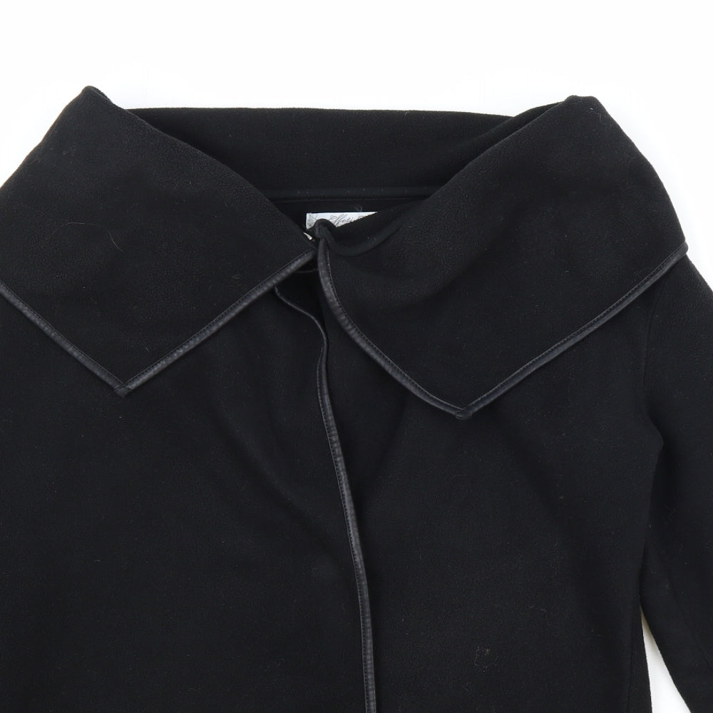 Effeti Moda Womens Black Collared Polyester Cardigan Jumper Size S