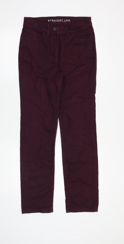 Marks & Spencer Womens Purple Cotton Straight Jeans Size 8 Regular Zip