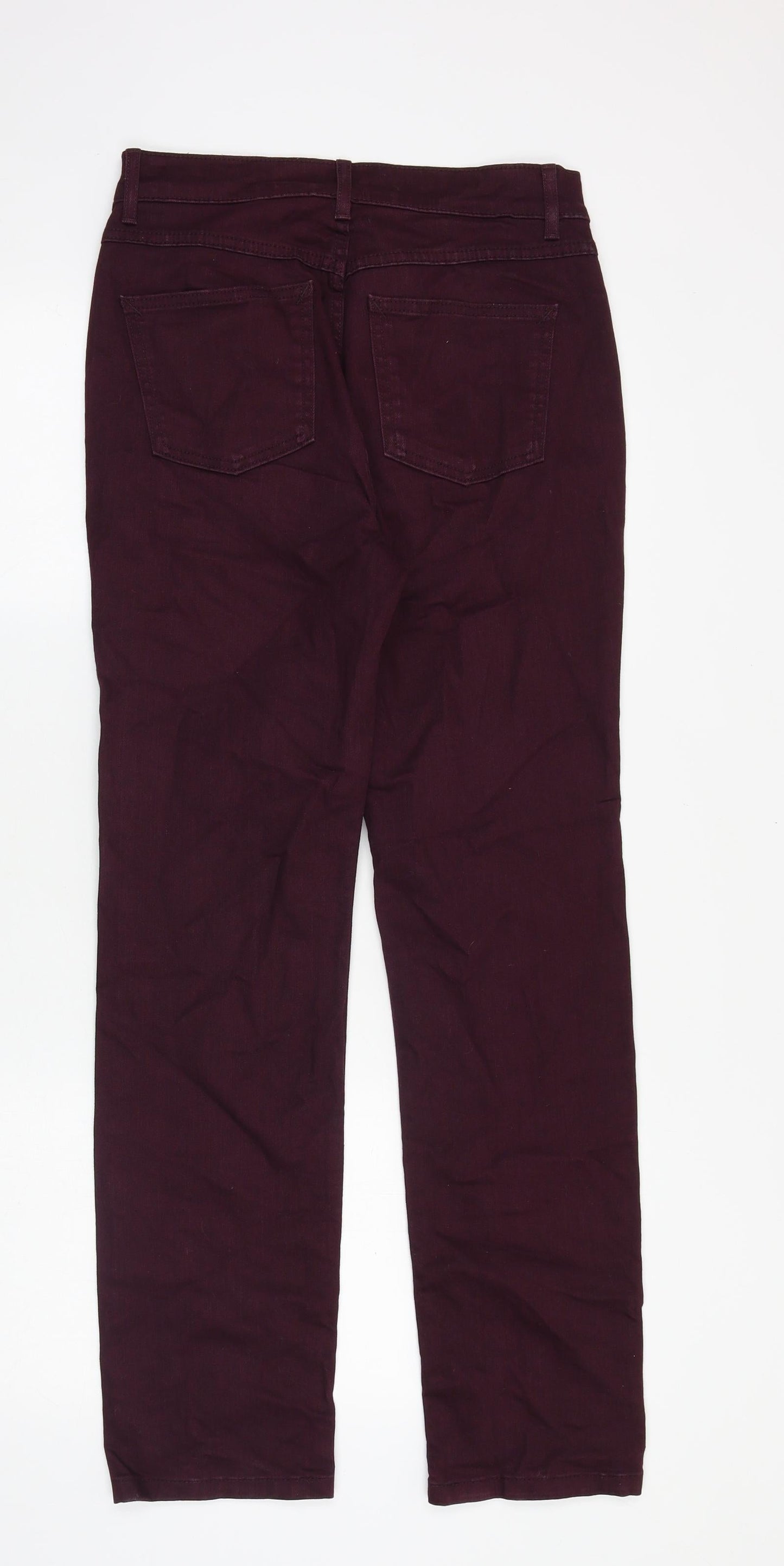 Marks and Spencer Womens Purple Cotton Straight Jeans Size 8 Regular Zip
