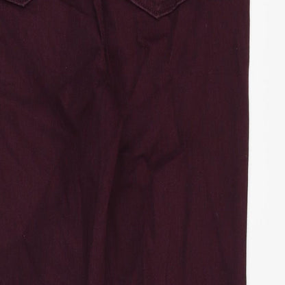 Marks & Spencer Womens Purple Cotton Straight Jeans Size 8 Regular Zip