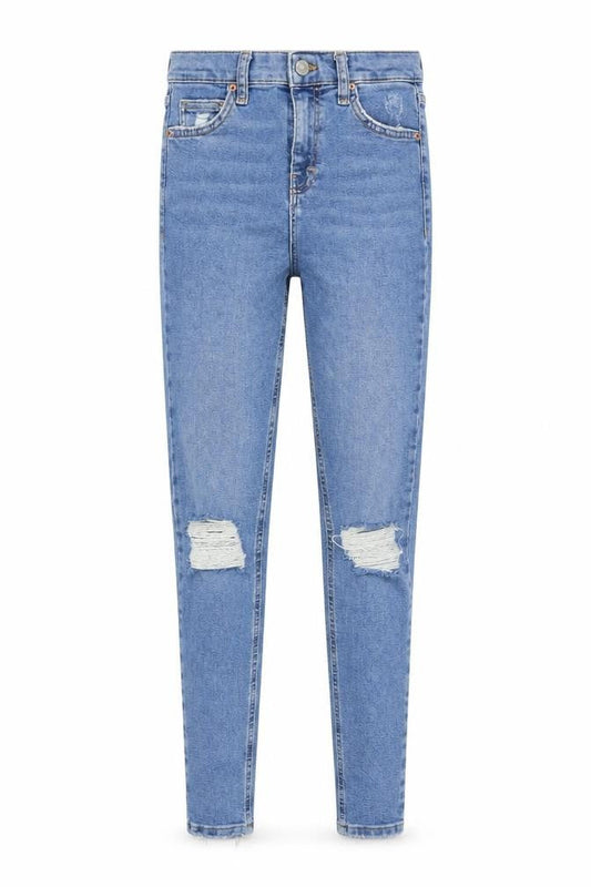 Topshop Womens Blue Cotton Skinny Jeans Size 26 in Slim Zip