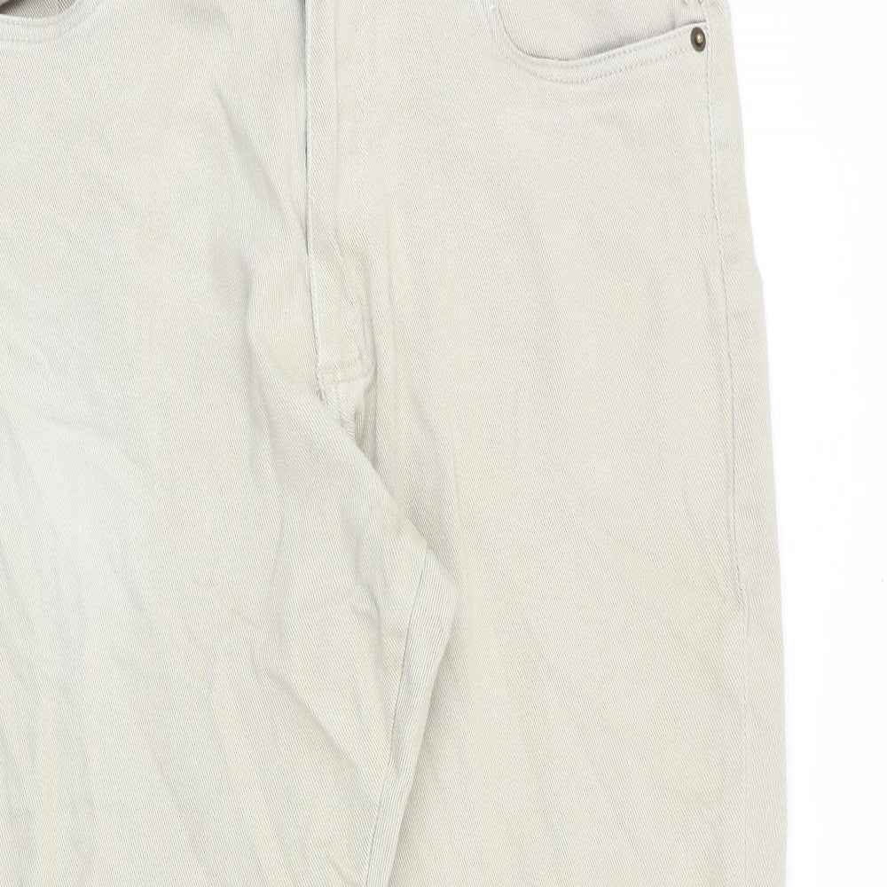 Union Blues Mens Beige Cotton Straight Jeans Size 34 in Regular Zip