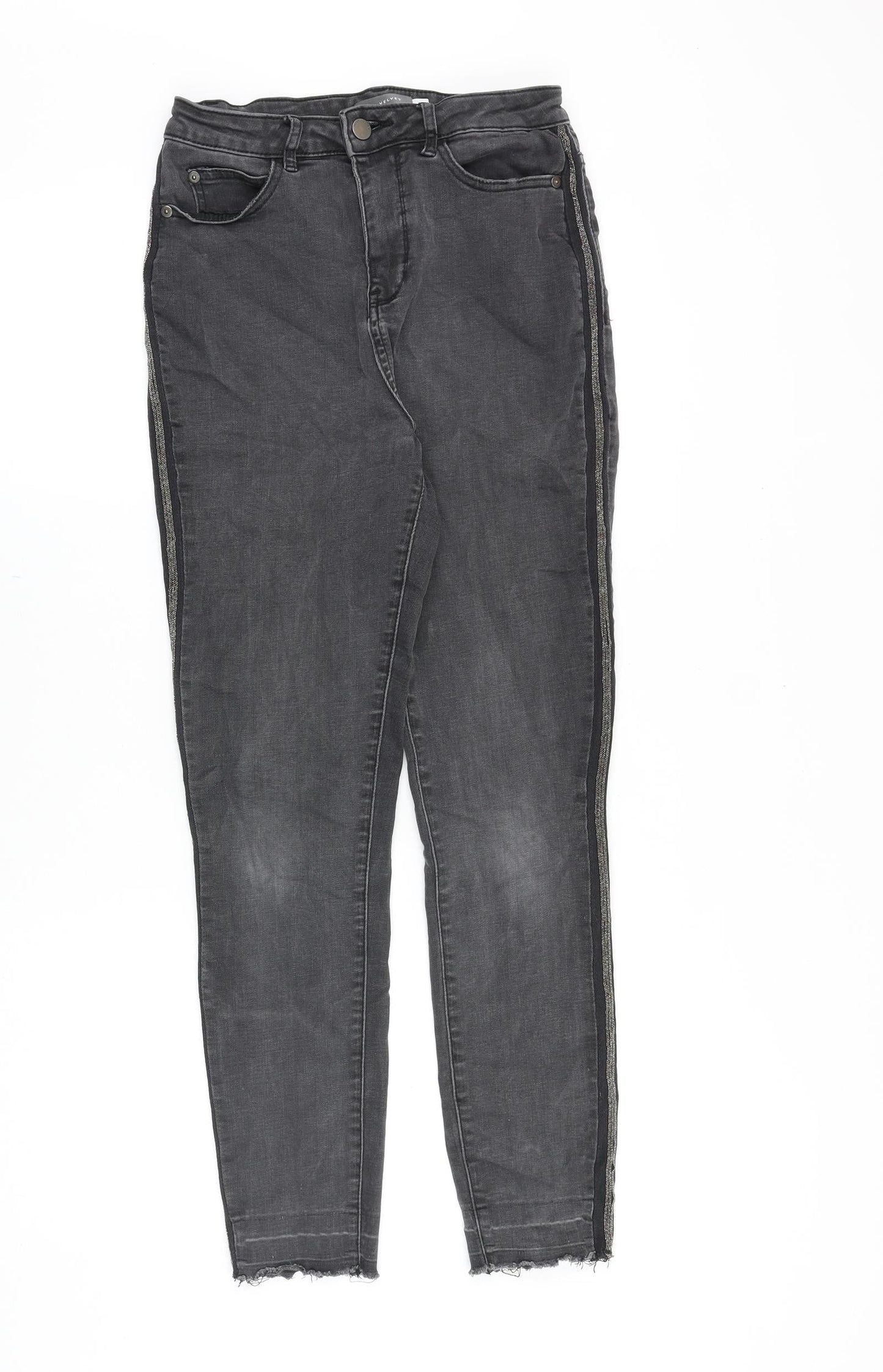 Mint Velvet Womens Grey Cotton Skinny Jeans Size 10 Slim Zip