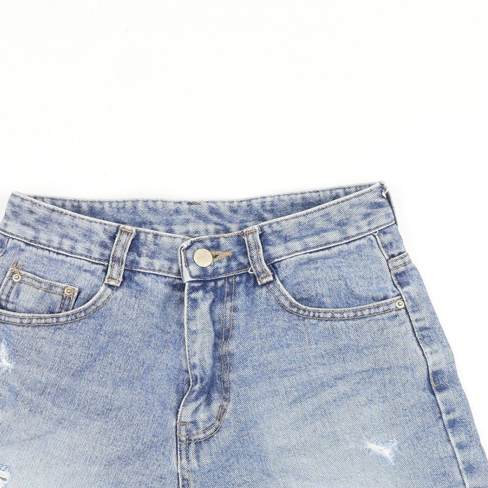 Style Lab Womens Blue Cotton Boyfriend Shorts Size S Regular Zip