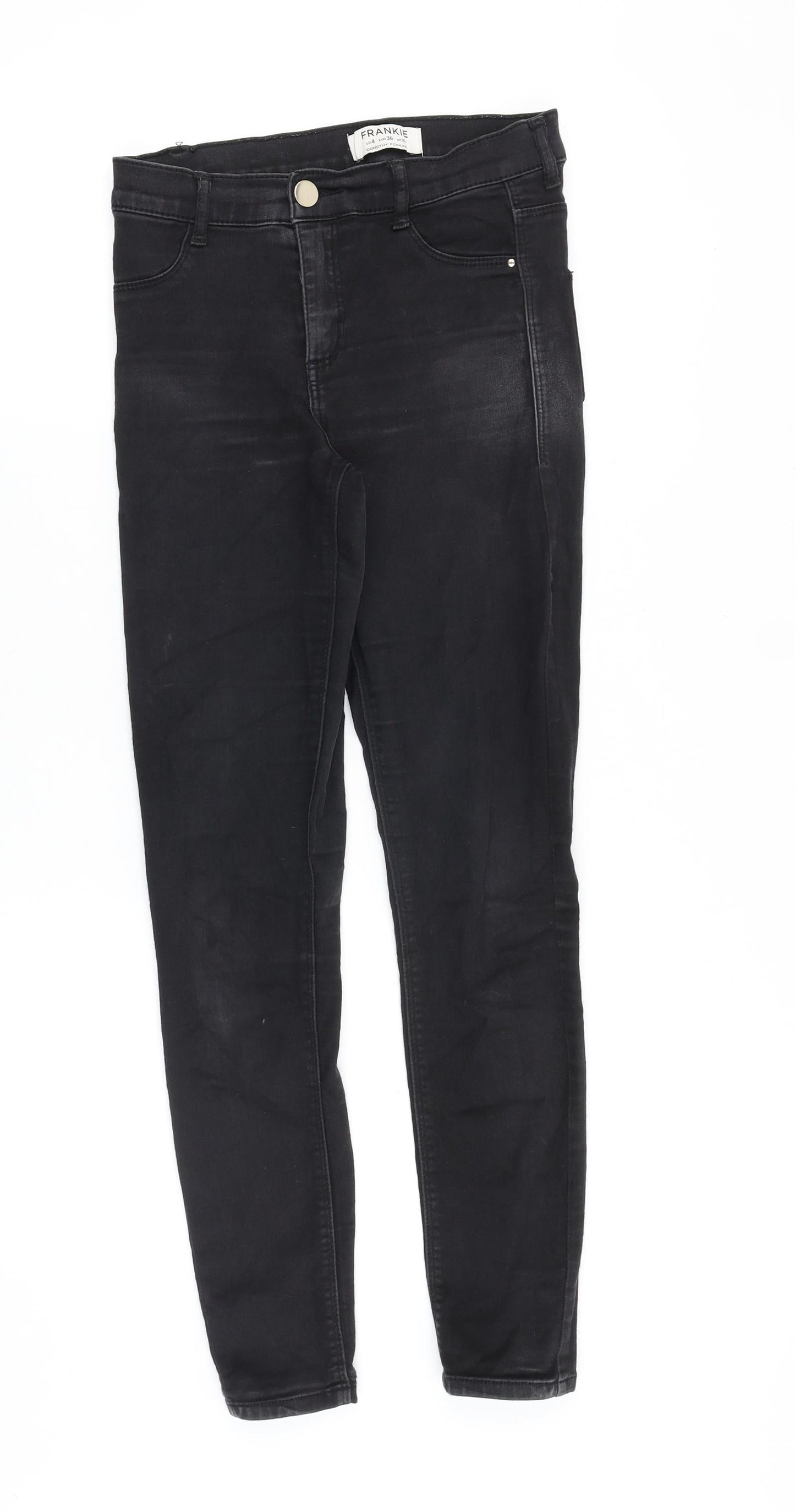 Dorothy Perkins Womens Black Cotton Skinny Jeans Size 8 Slim Zip