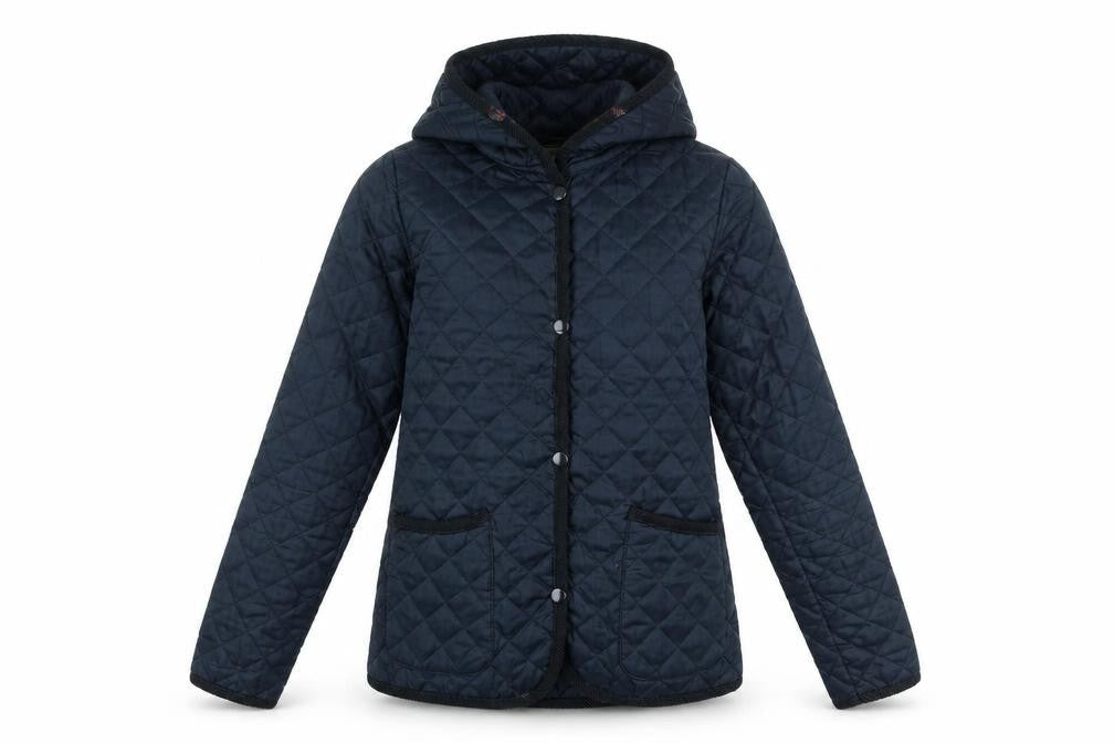 New Look Womens Blue Quilted Coat Size 10 Snap