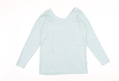 Next Womens Blue Viscose Basic T-Shirt Size 10 Scoop Neck
