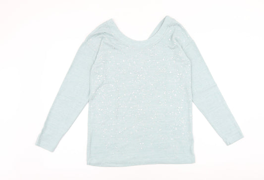 NEXT Womens Blue Viscose Basic T-Shirt Size 10 Scoop Neck