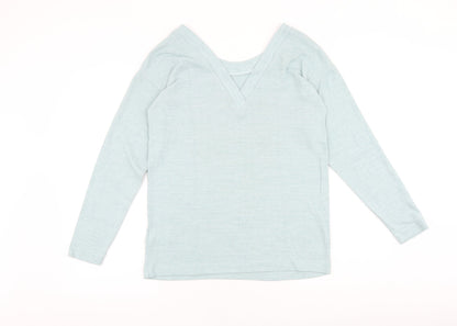 Next Womens Blue Viscose Basic T-Shirt Size 10 Scoop Neck