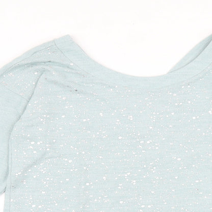Next Womens Blue Viscose Basic T-Shirt Size 10 Scoop Neck