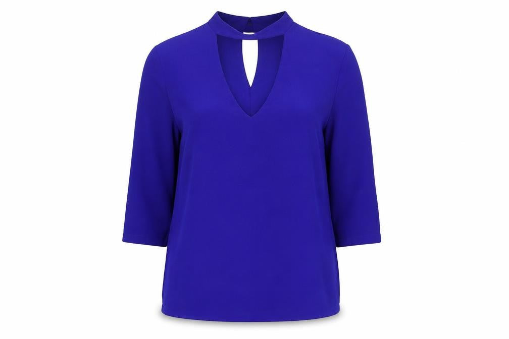 Dorothy Perkins Womens Blue Viscose Basic Blouse Size 10 V-Neck