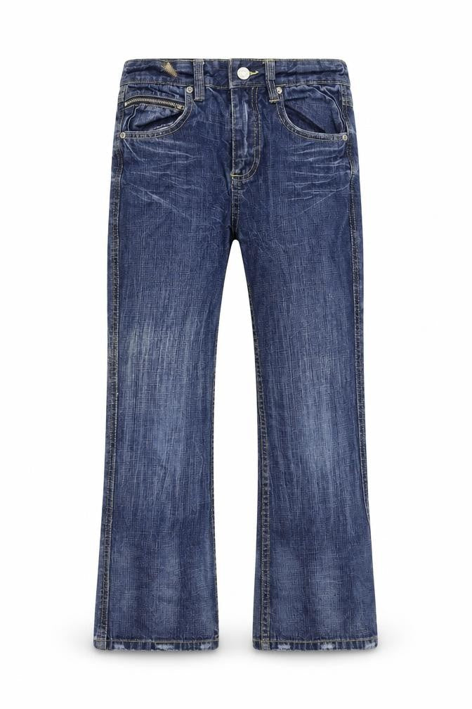 Demo Boys Blue Cotton Bootcut Jeans Size 9 Months Regular Zip