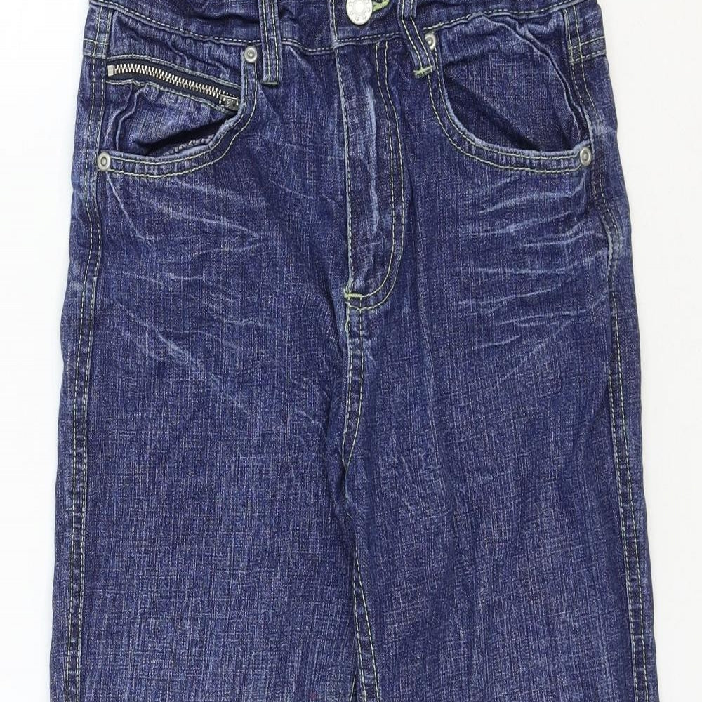 Demo Boys Blue Cotton Bootcut Jeans Size 9 Months Regular Zip