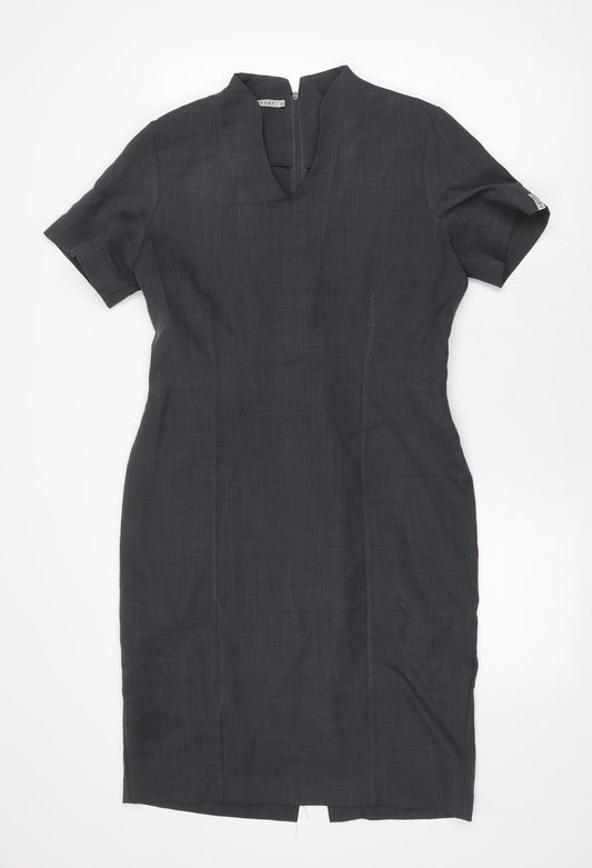 Florenceroby Womens Grey Polyester Pencil Dress Size 10 V-Neck Zip