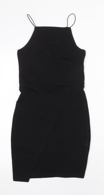 Miss Selfridge Womens Black Polyester Mini Size 8 Square Neck Pullover
