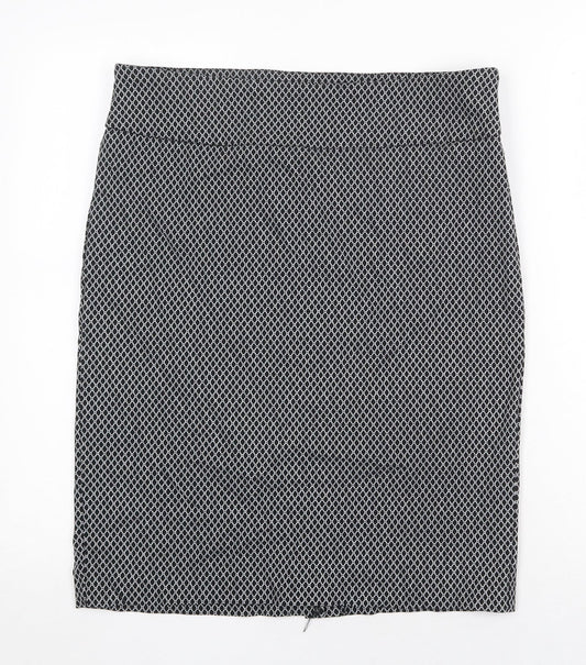 Lila Rose Womens Black Geometric Viscose Straight & Pencil Skirt Size 14 Zip