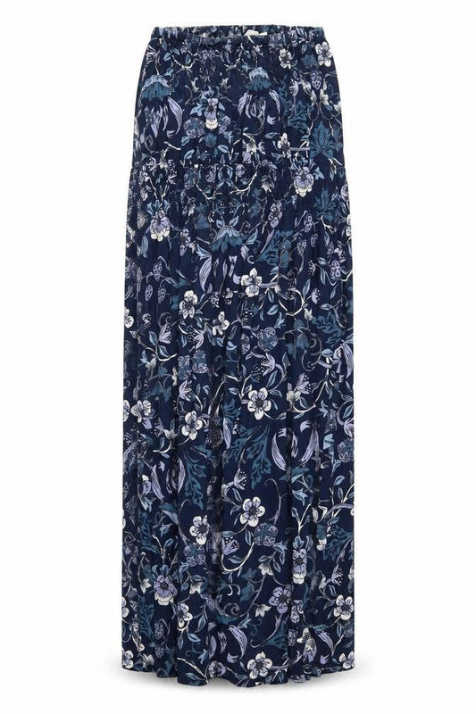 Next Womens Blue Floral Cotton Maxi Size 6 Square Neck Pullover