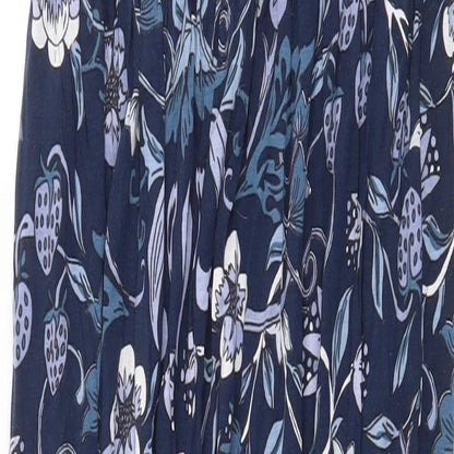 Next Womens Blue Floral Cotton Maxi Size 6 Square Neck Pullover