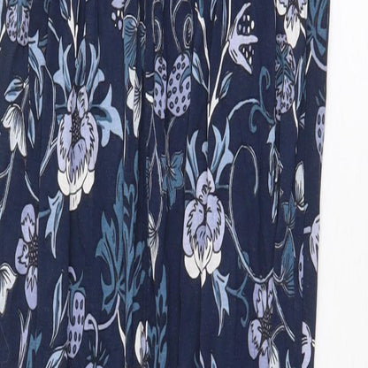 Next Womens Blue Floral Cotton Maxi Size 6 Square Neck Pullover