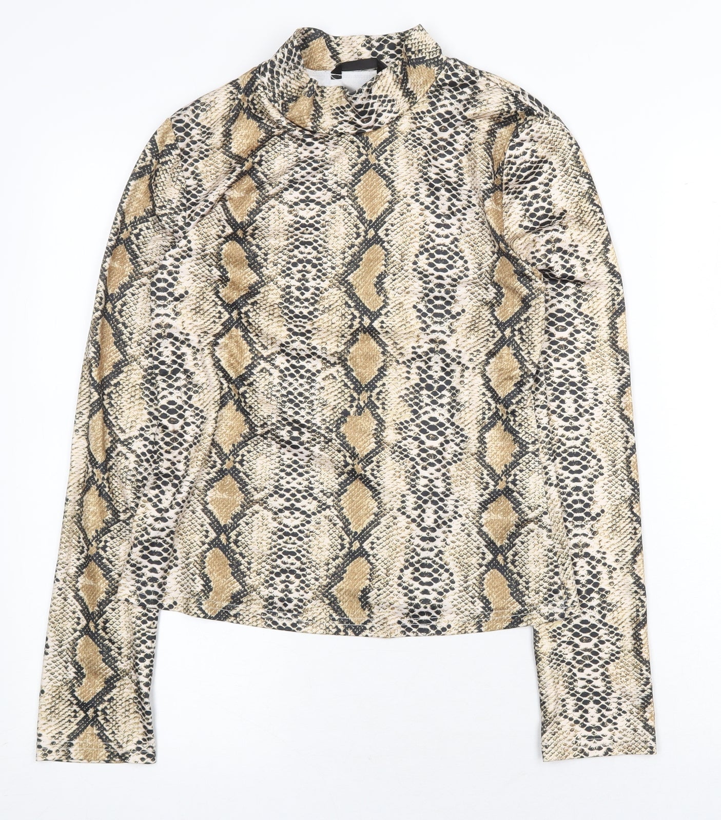 SheIn Womens Yellow Animal Print Polyester Basic T-Shirt Size M High Neck - Snake print