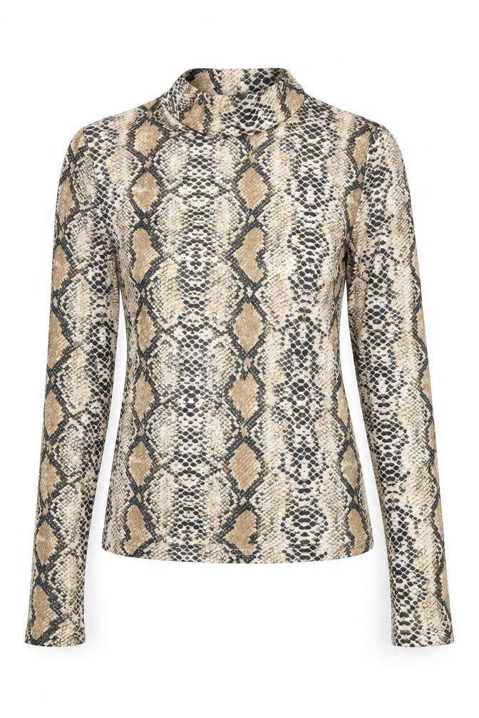 SheIn Womens Yellow Animal Print Polyester Basic T-Shirt Size M High Neck - Snake print