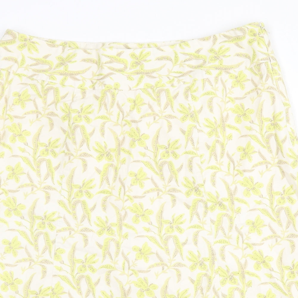 Gap Womens Yellow Floral Cotton Swing Skirt Size 8 Zip