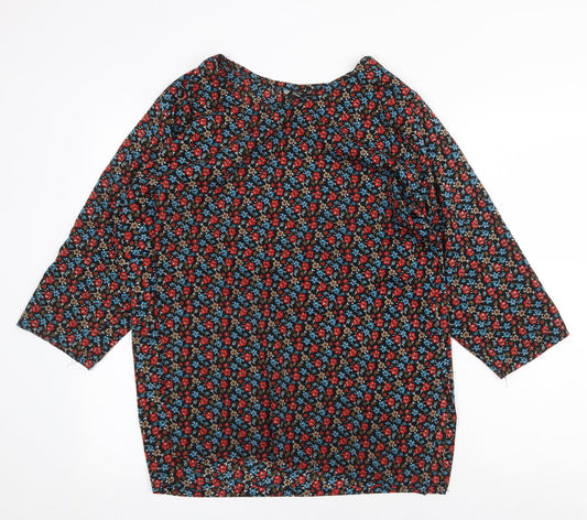 Only You Womens Multicoloured Floral Cotton Basic Blouse Size L Round Neck