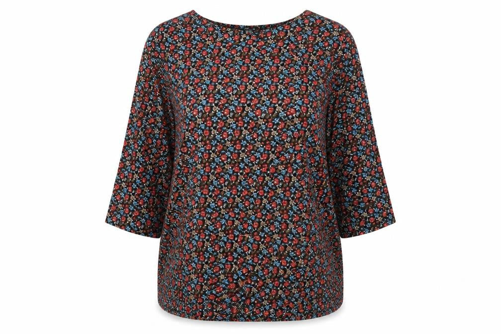 Only You Womens Multicoloured Floral Cotton Basic Blouse Size L Round Neck