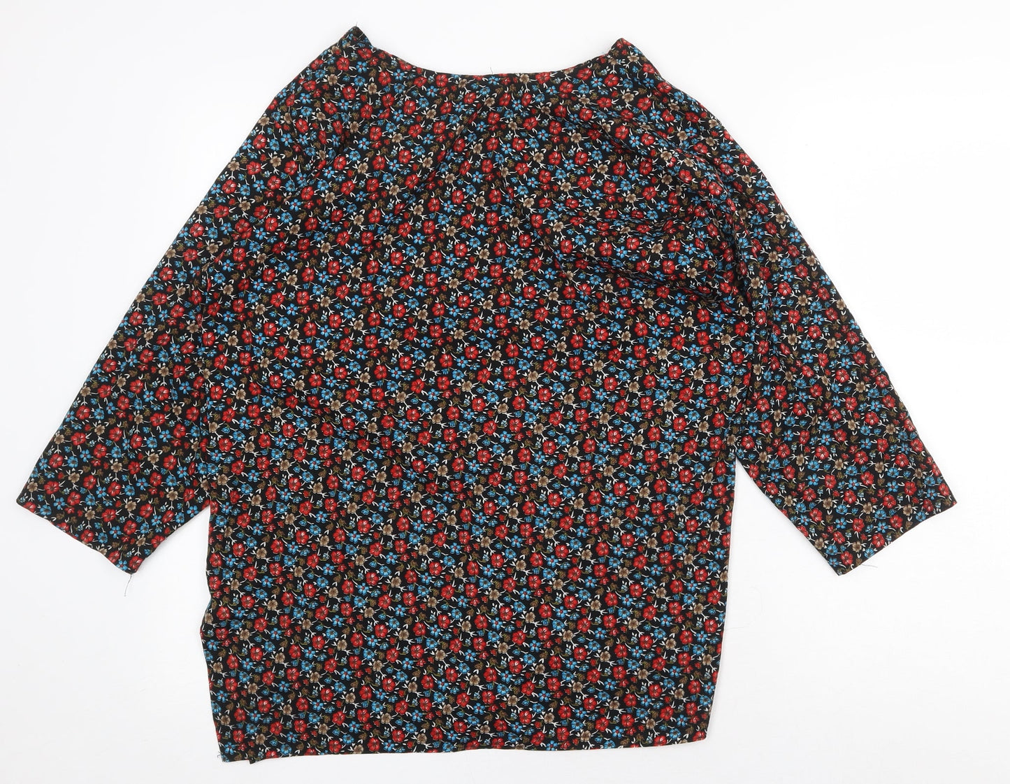 Only You Womens Multicoloured Floral Cotton Basic Blouse Size L Round Neck