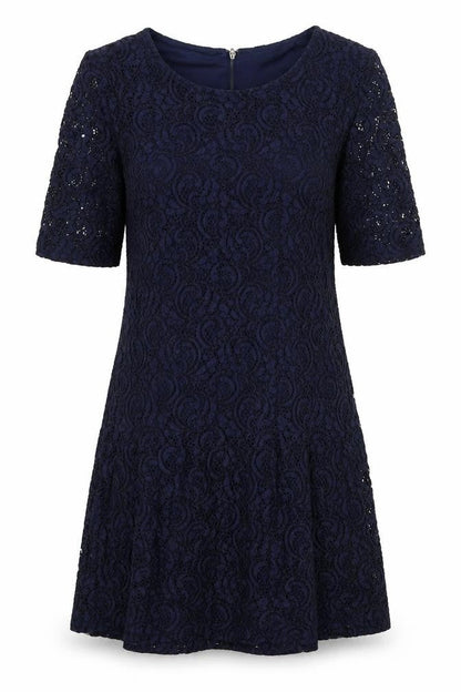 Next Womens Blue Polyester A-Line Size 6 Scoop Neck Zip - Drop hem