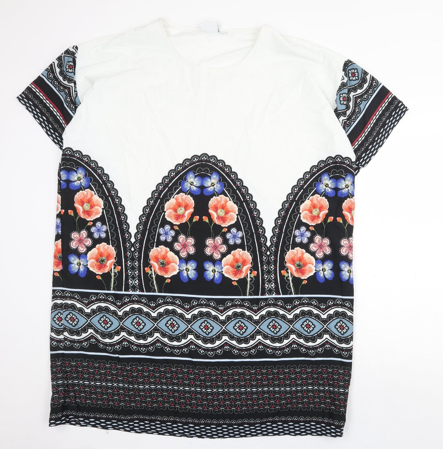 JUNAROSE Womens Multicoloured Geometric Polyester Shift Size 20 Round Neck Pullover