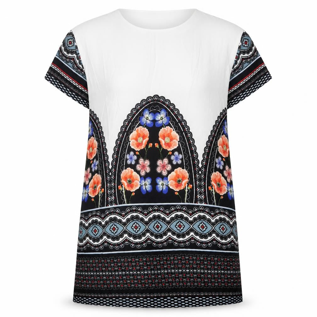 JUNAROSE Womens Multicoloured Geometric Polyester Shift Size 20 Round Neck Pullover