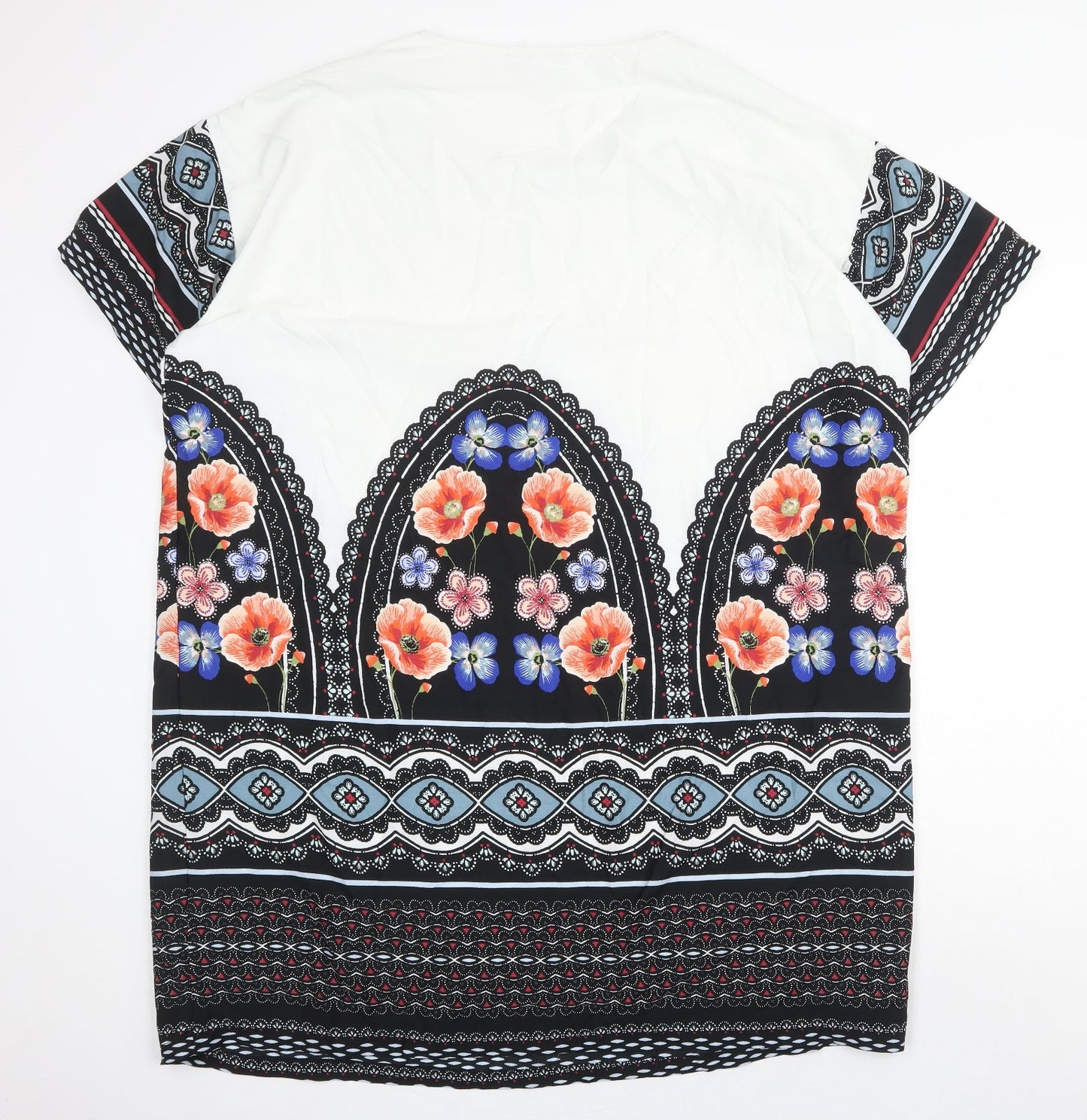 JUNAROSE Womens Multicoloured Geometric Polyester Shift Size 20 Round Neck Pullover